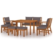 Afuera Living Wood Acacia Wood Large Modular Patio Dining Set in Brown