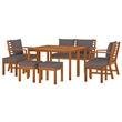 Afuera Living Wood Acacia Wood Large Modular Patio Dining Set in Brown