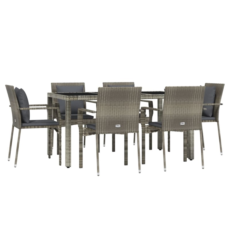 Afuera Living PE Rattan 7 Piece Set Modular Garden Dining Set in Gray