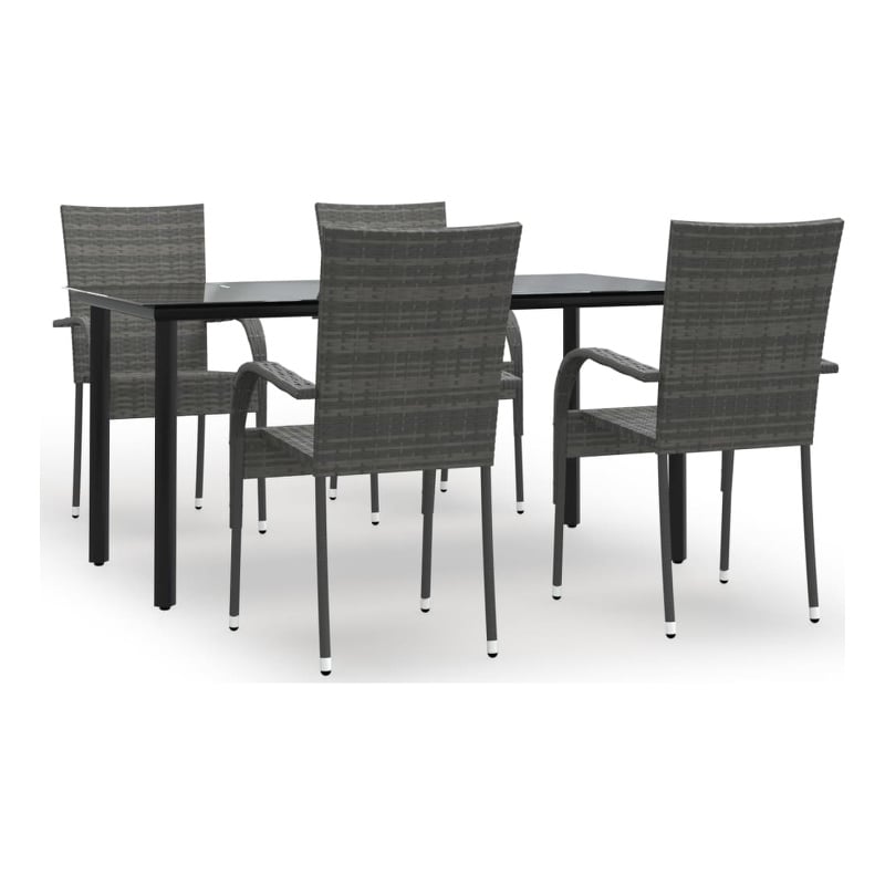 Afuera Living PE Rattan/Powder-Coated Steel Garden Dining Set in Gray