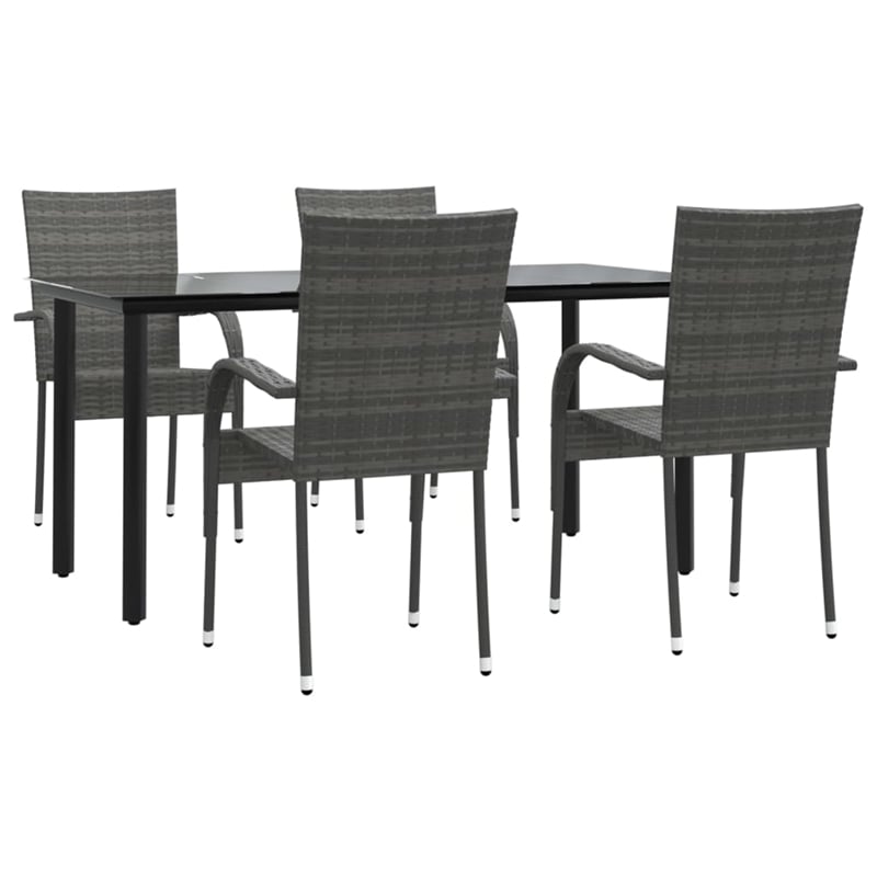 Afuera Living PE Rattan/Powder-Coated Steel Garden Dining Set in Gray