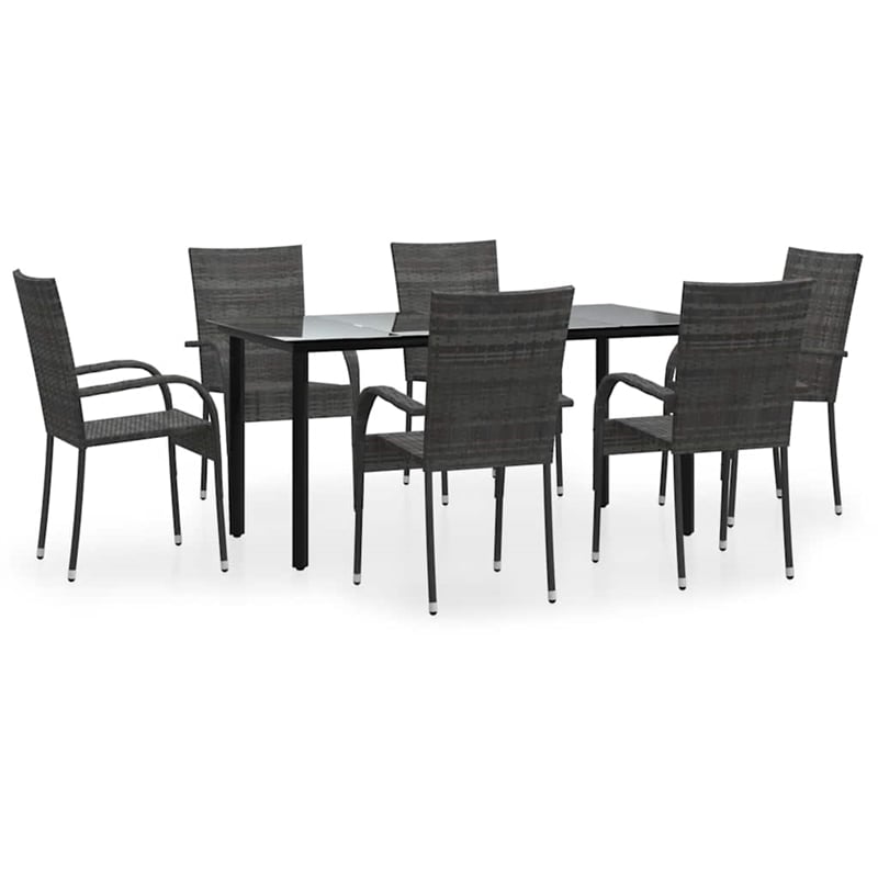 Afuera Living PE Rattan/Powder-Coated Steel Garden Dining Set in Gray