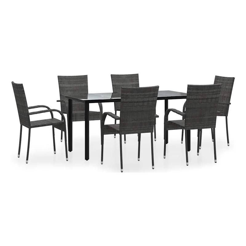 Afuera Living PE Rattan/Powder-Coated Steel Garden Dining Set in Gray