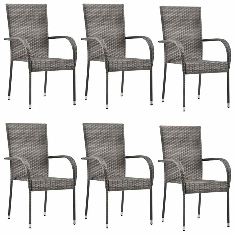 Afuera Living PE Rattan/Powder-Coated Steel Garden Dining Set in Gray