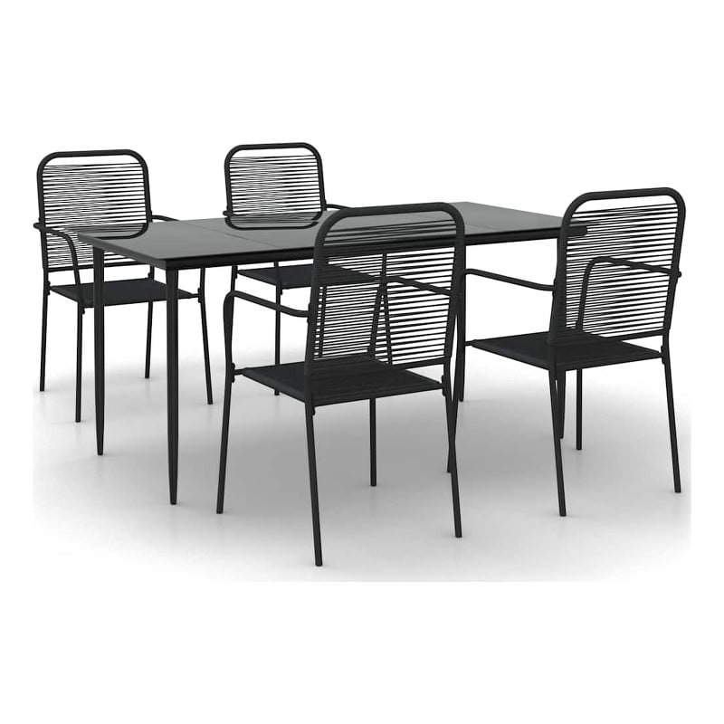 Afuera Living Cotton Rope Medium Stackable Garden Dining Set in Black