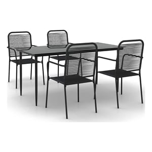 Afuera Living Cotton Rope Medium Stackable Garden Dining Set in Black