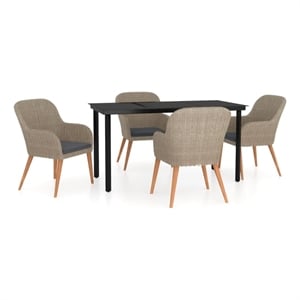 Afuera Living Poly Rattan Medium Garden Dining Set in Brown and Black