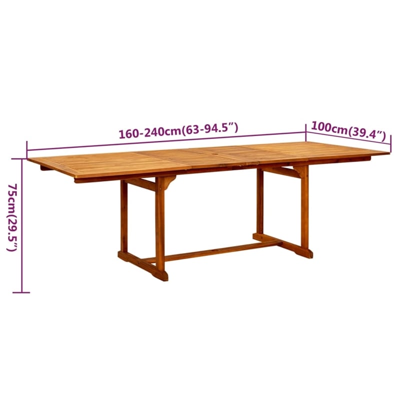 Afuera Living Solid Acacia Wood Large Garden Dining Set in Brown