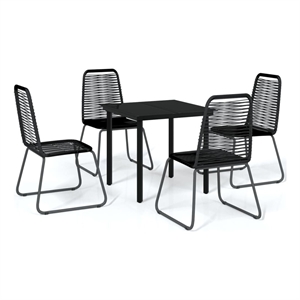 Afuera Living Powder-Coated Steel Standard Garden Dining Set in Black