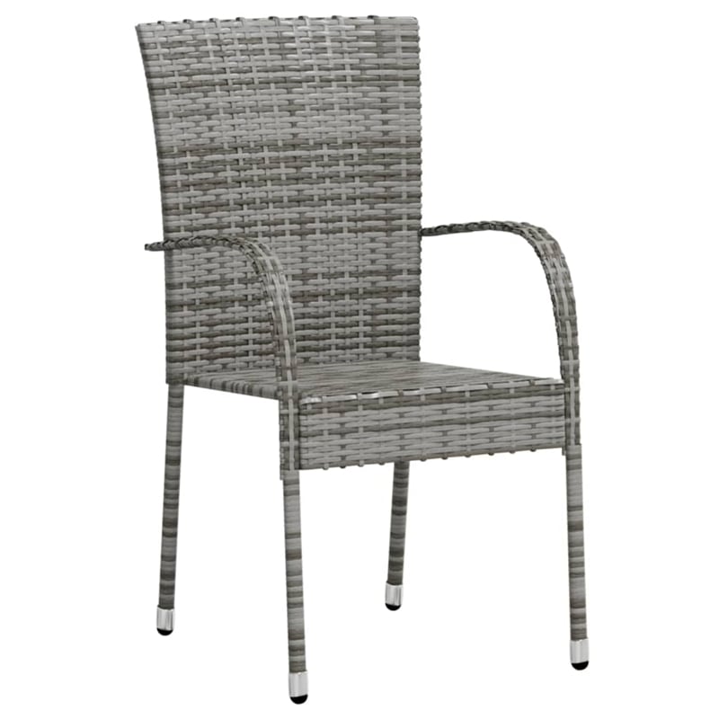 Afuera Living Poly Rattan Compact Stackable Garden Dining Set in Gray