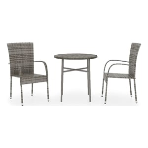 Afuera Living Poly Rattan Compact Stackable Garden Dining Set in Gray