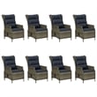 Afuera Living 9 Piece Round PE Rattan Patio Dining Set in Brown/Black