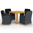 Afuera Living Solid Acacia Wood Medium Garden Dining Set in Dark Gray