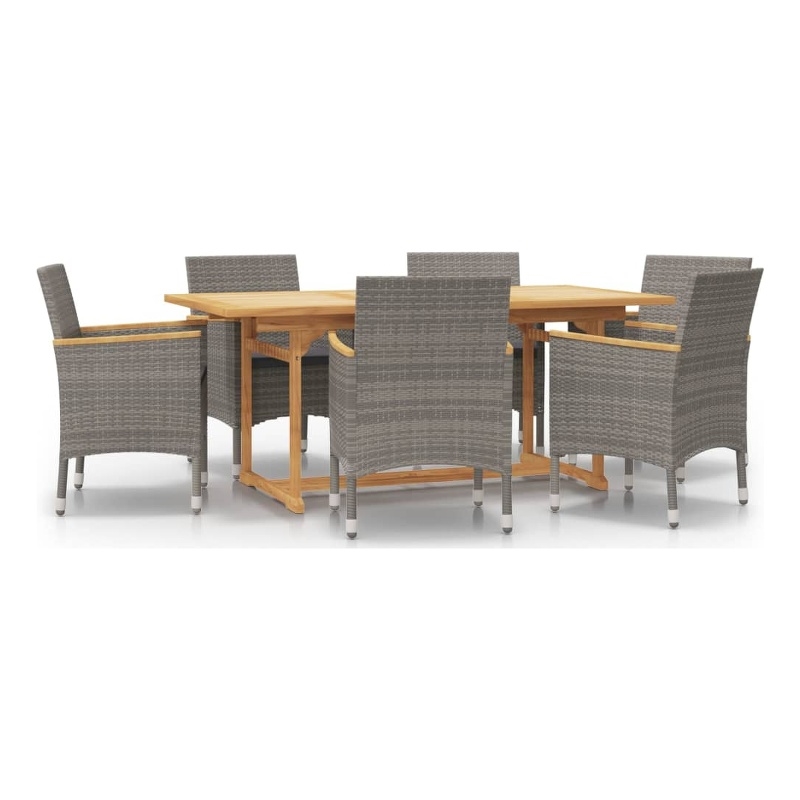 Afuera Living Contemporary Solid Wood 7 Piece Patio Dining Set in Gray