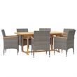 Afuera Living Contemporary Solid Wood 7 Piece Patio Dining Set in Gray