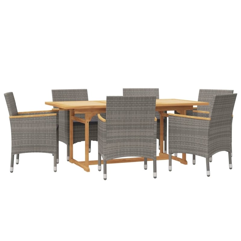 Afuera Living Contemporary Solid Wood 7 Piece Patio Dining Set in Gray