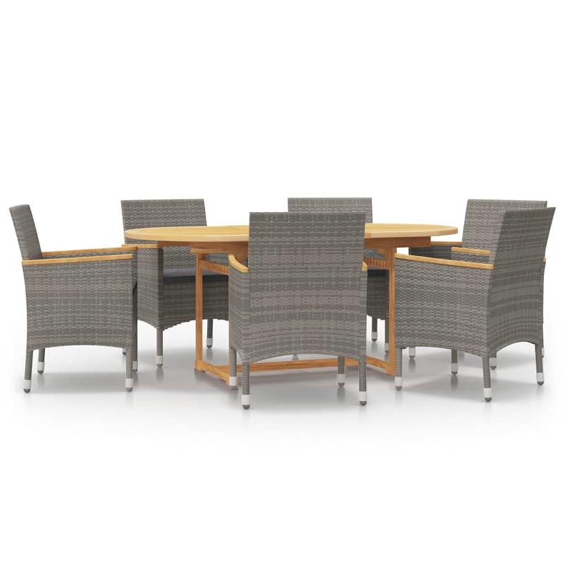 Afuera Living Contemporary Solid Wood 7 Piece Patio Dining Set in Gray