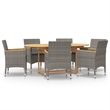 Afuera Living Contemporary Solid Wood 7 Piece Patio Dining Set in Gray