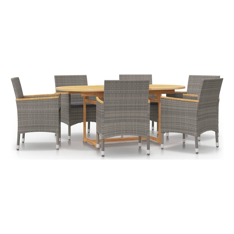 Afuera Living Contemporary Solid Wood 7 Piece Patio Dining Set in Gray