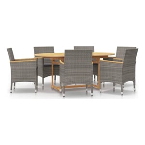 Afuera Living Contemporary Solid Wood 7 Piece Patio Dining Set in Gray
