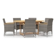 Afuera Living Contemporary Solid Wood 7 Piece Patio Dining Set in Gray
