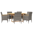 Afuera Living Contemporary Solid Wood 7 Piece Patio Dining Set in Gray