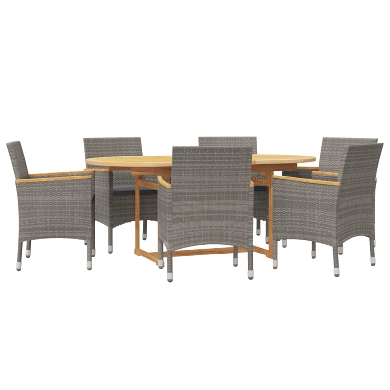 Afuera Living Contemporary Solid Wood 7 Piece Patio Dining Set in Gray