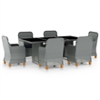Afuera Living Contemporary 7 Piece Outdoor Dining Set in Light Gray