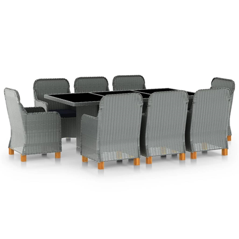 Afuera Living 9 Piece Garden Outdoor Dining Set in Dark Gray