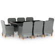 Afuera Living 9 Piece Garden Outdoor Dining Set in Dark Gray