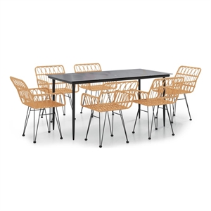 Afuera Living Contemporary 7 Piece Garden Dining Set in Black/Brown