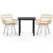 Afuera Living Contemporary 3 Piece Garden Dining Set in Black/Brown