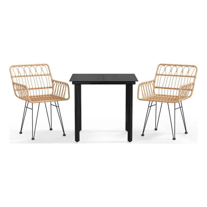 Afuera Living Contemporary 3 Piece Garden Dining Set in Black/Brown