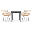 Afuera Living Contemporary 3 Piece Garden Dining Set in Black/Brown