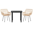 Afuera Living Contemporary 3 Piece Garden Dining Set in Black/Brown