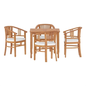 Afuera Living Contemporary Patio Dining Set in Teak Wood - Set of 4