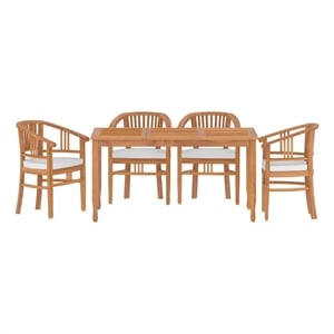 Afuera Living Patio Dining Set Teak Wood/Cream White - Set of 4