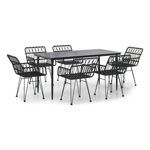 Afuera Living Steel & Tempered Glass Garden Dining Set in Black