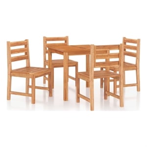 Afuera Living Solid Teak Wood Medium Garden Dining Set in Brown
