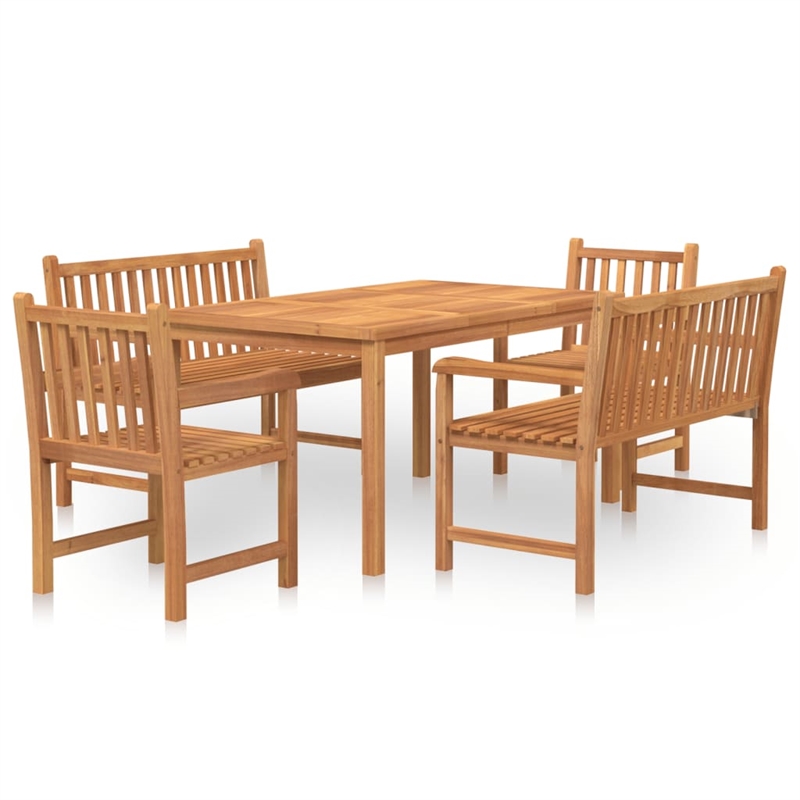 Afuera Living Solid Teak Wood Medium Garden Dining Set in Brown