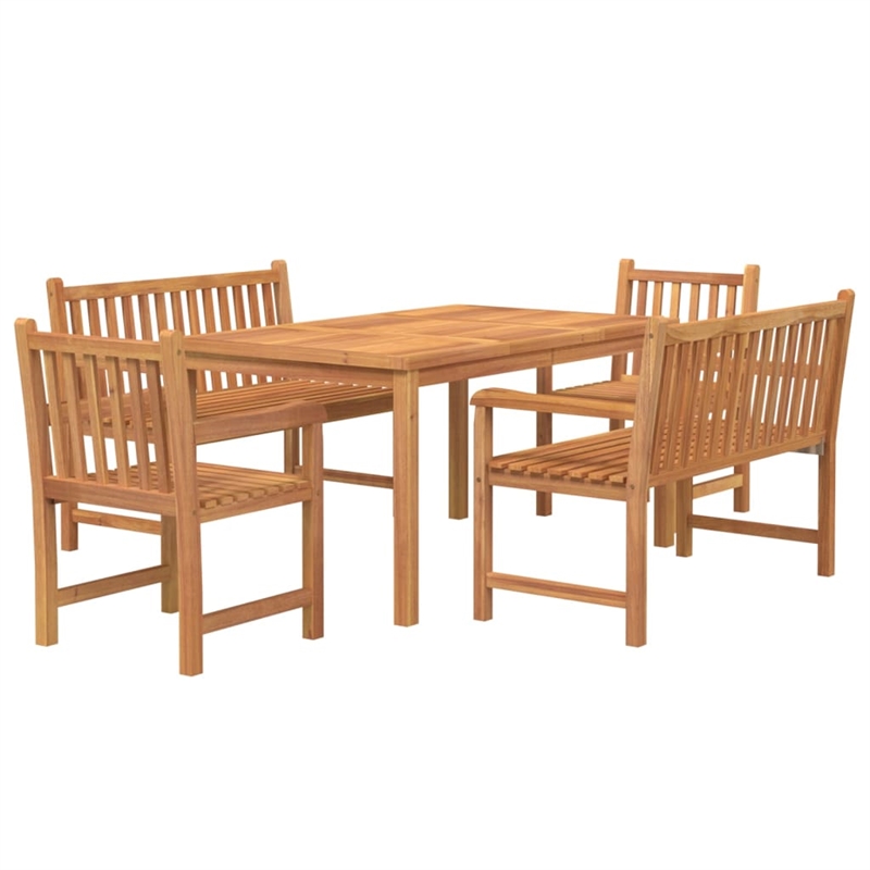 Afuera Living Solid Teak Wood Medium Garden Dining Set in Brown