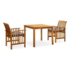 Afuera Living Garden Dining Set Natural Wood/Dark Gray Cushions