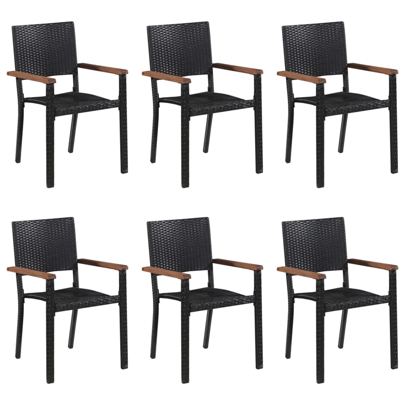 Afuera Living Solid Acacia Wood & PE Rattan Dining Set in Black