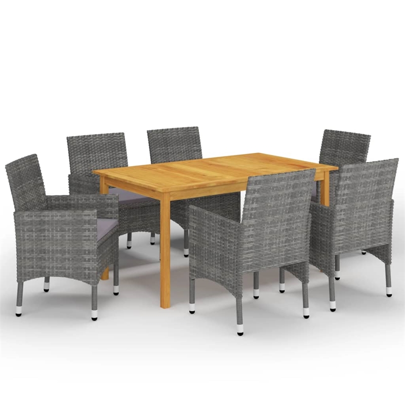 Afuera Living Solid Acacia Wood Standard Garden Dining Set in Gray