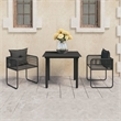 Afuera Living PVC Rattan Medium Durable Square Dining Set in Black