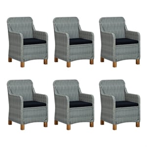 Afuera Living Large Round PE Rattan Patio Dining Set in Light Gray
