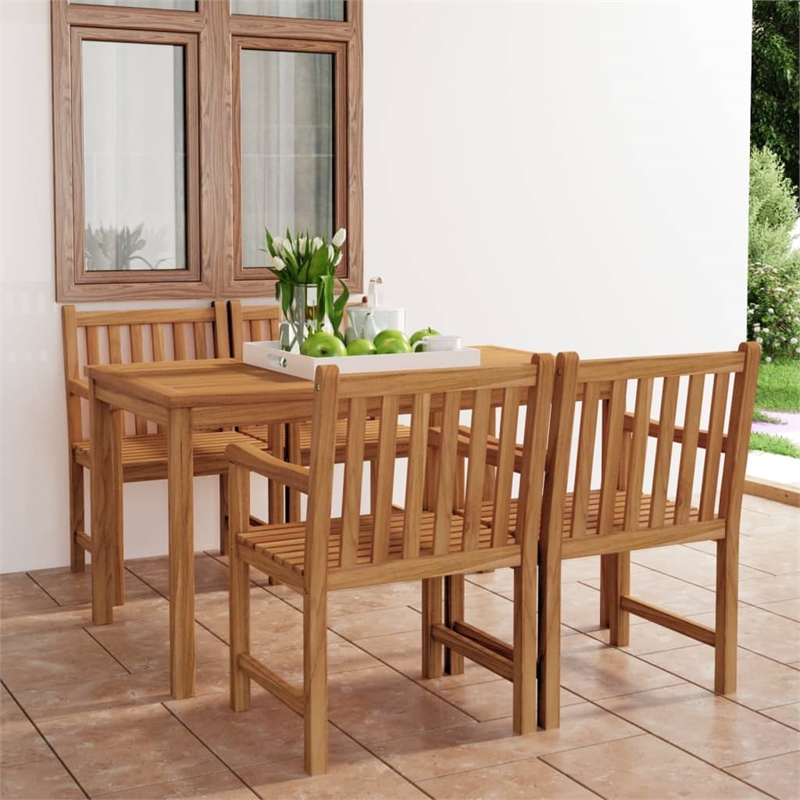 Afuera Living Solid Teak Wood Large Garden Dining Set in Warm Brown