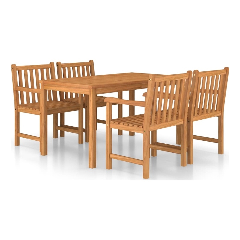 Afuera Living Solid Teak Wood Large Garden Dining Set in Warm Brown