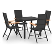 Afuera Living 5 Piece PE Rattan/Aluminum Dining Set in Black/Brown