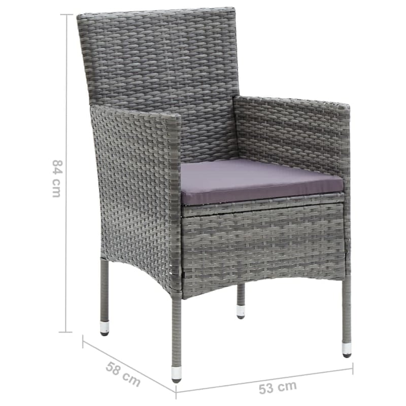 Afuera Living PE Rattan & Steel Dining Set in Gray/Black/Dark Gray